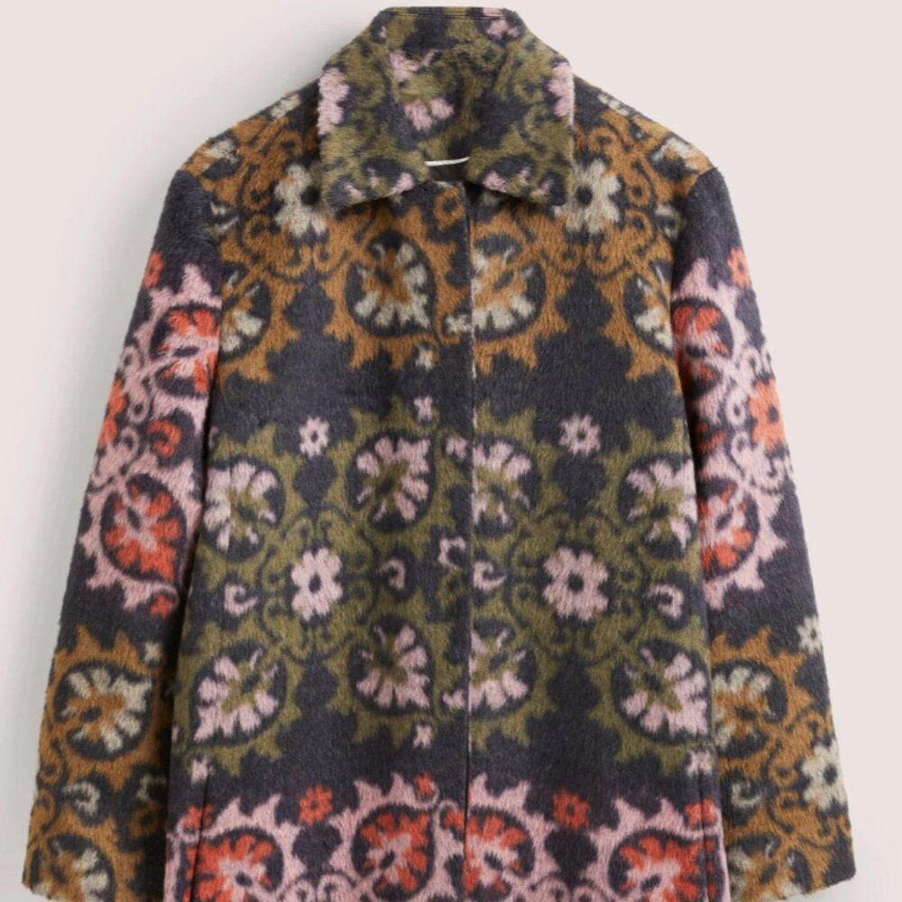 Boden Textured Wool Coat - Wow Jacquard, Size 6